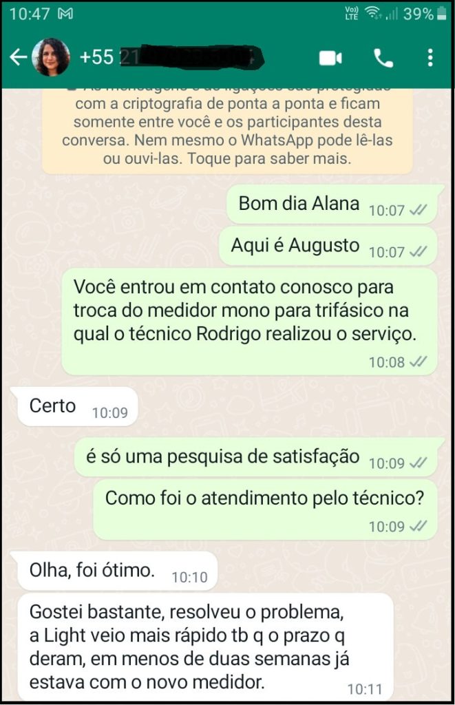 Depoimento eletricista credenciado light