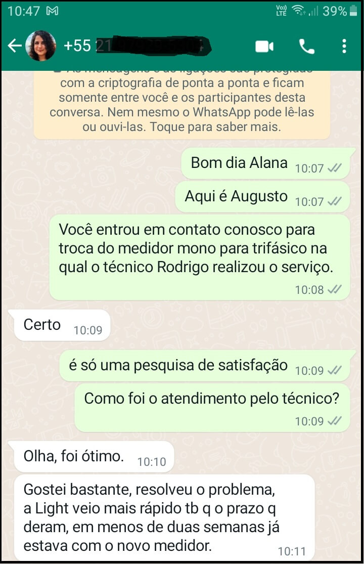 Depoimento eletricista credenciado light